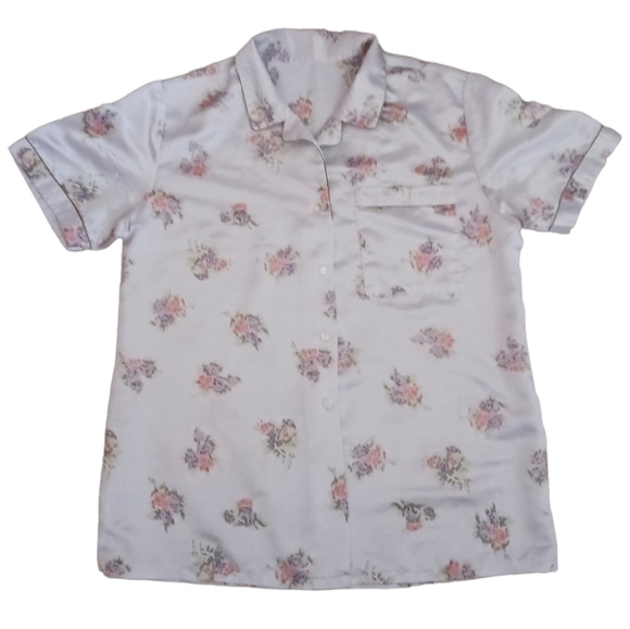 Vintage Hand Crafted Silk Button Down PJ Top - Picture 1 of 9